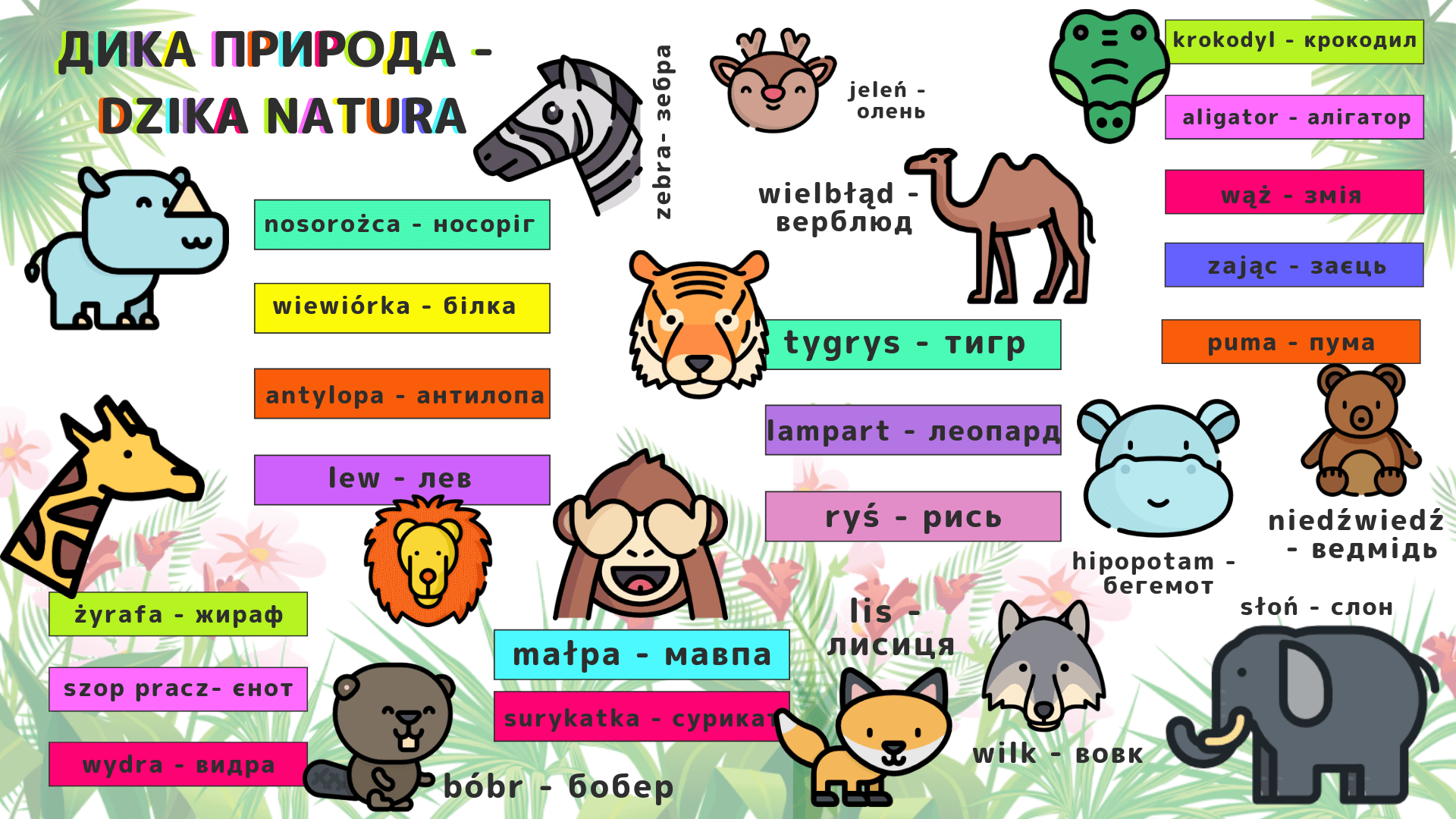 Назви диких тварин польською мовою