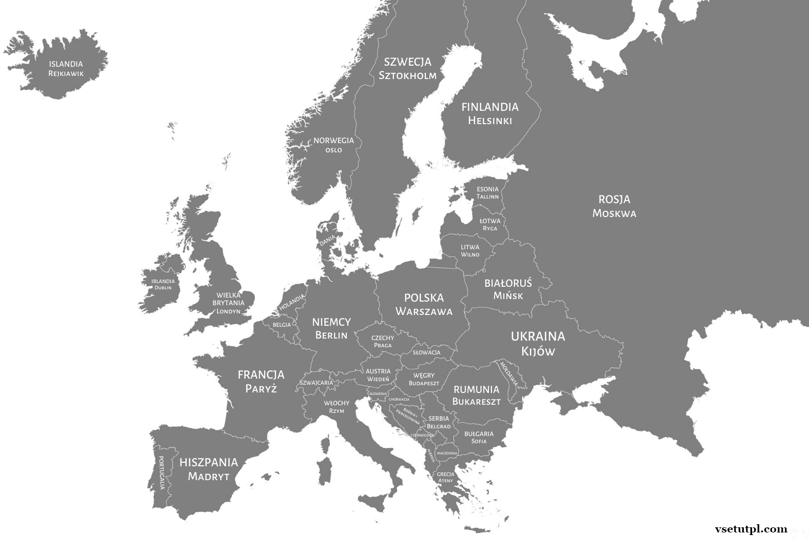 страны европы на польском языке карта