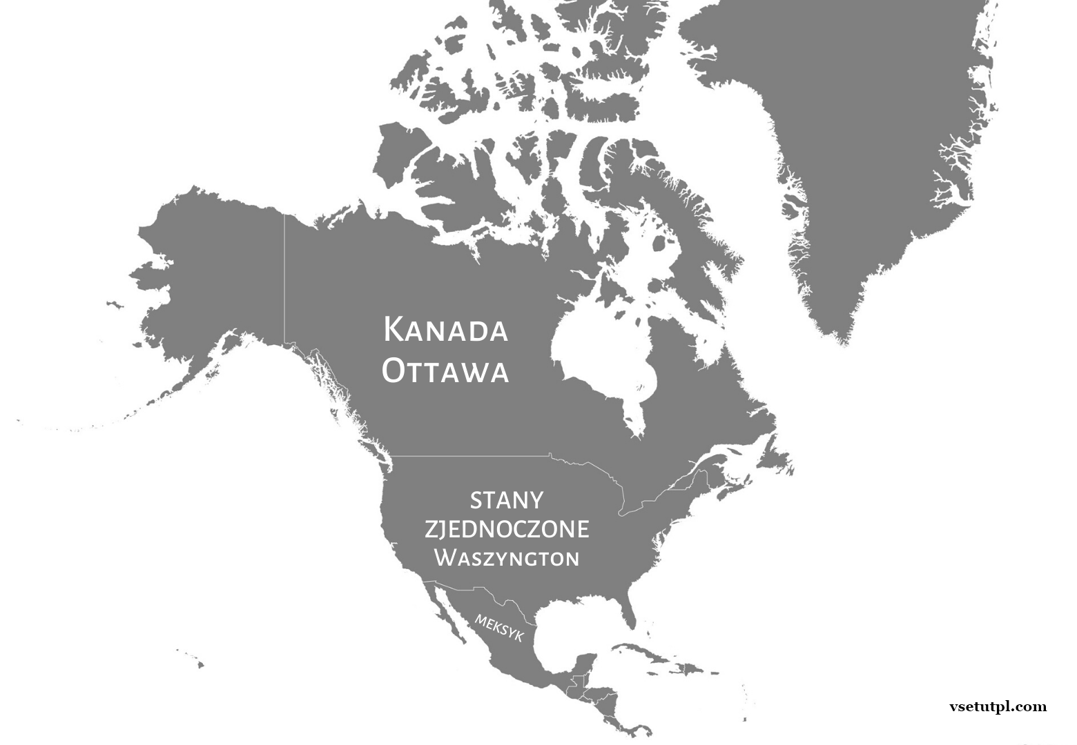 страны Северной Америки на польском языке карта