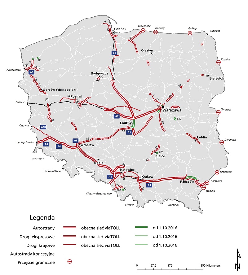 карта Польщі дороги