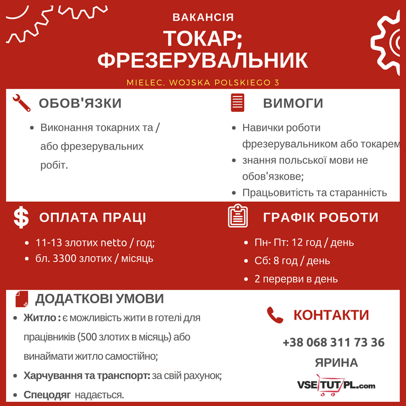 токар робота в Польщі