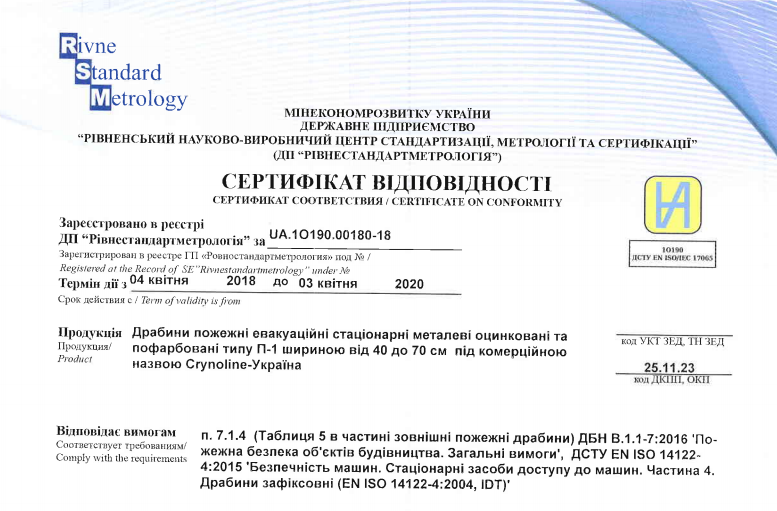 сертификат пожарные лестницы