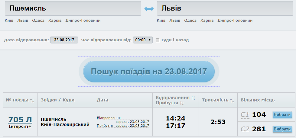 поезд киев перемышль цена