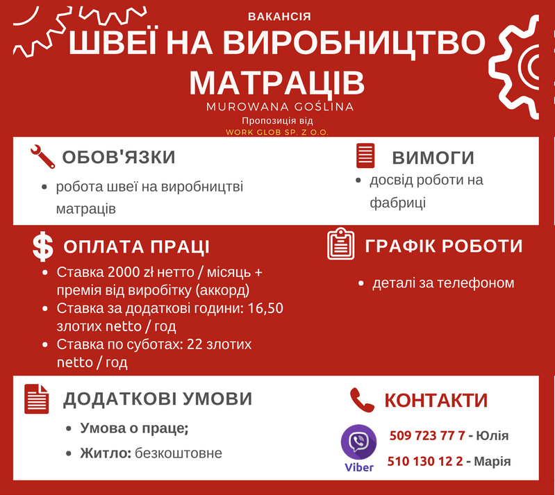Робота в Польщі - Швея